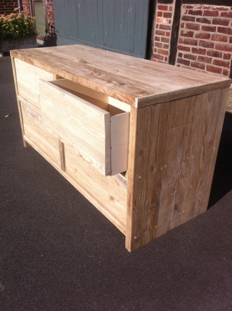 Console made of recycled, old lumber, wash basin, image 3