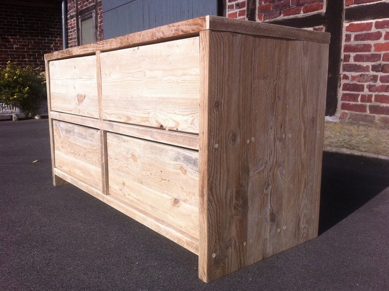 Console made of recycled, old lumber, wash basin, image 4