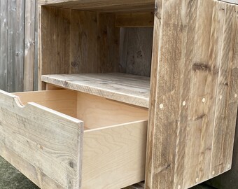 Washbasin made of old wood, timber, washbasin base cabinet for countertop basins, sustainable, for hanging in the bathroom, handmade, guest bathroom, upcycling