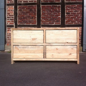 Console made of recycled, old lumber, wash basin, image 1