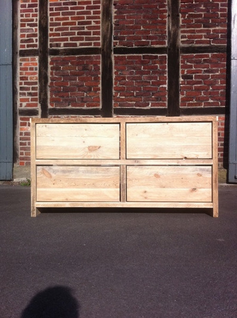 Console made of recycled, old lumber, wash basin, image 1