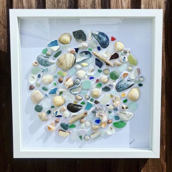 Sea Glass Print, Sea Glass Picture, Sea Shells, Sea Pottery, Coastal, Beach, Home Decor