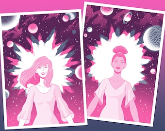 Galaxy Girls - Risograph 2 Print Set (for Charity!)