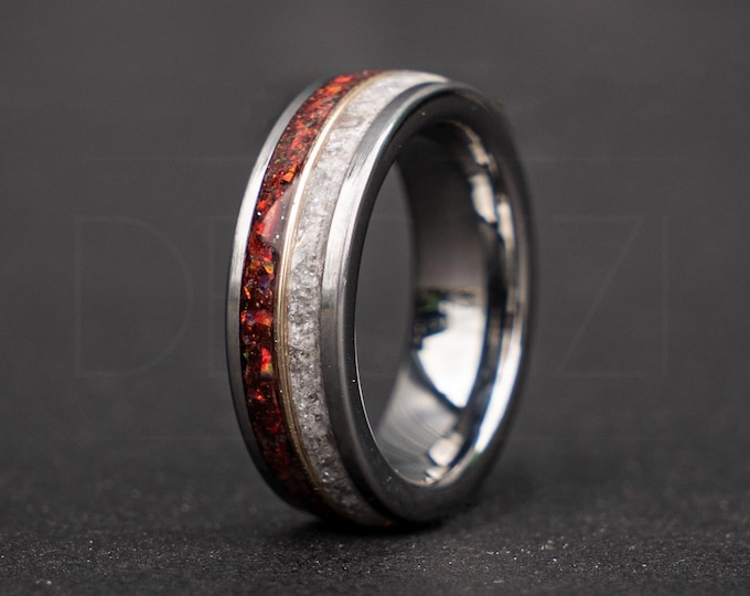 Moonstone with Red Opal Ring and 18k goldwire, Moonstone ring, Unique ring, Rainbow Moonstone Jewelry, Handmade Crystal Ring, Red Opal Ring
