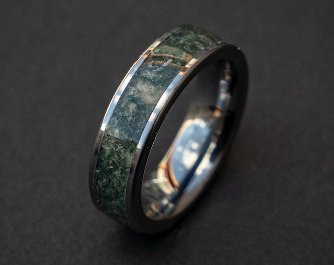 Green Moss Agate Engagement Ring, Moss Agate Ring, Moss Agate Wedding ring, Moss Agate jewelry, Green Moss Agate Ring, Healing Crystals
