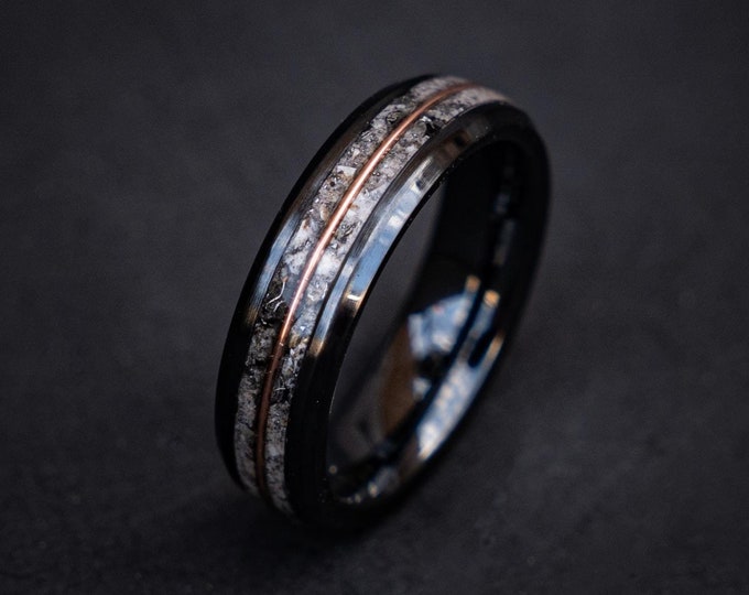 Ceramic Glow In The Dark Rose Gold Ring, Womens Promise Ring, Womens Wedding Band, Engagement ring, Unique ring, Gift for woman | Decazi