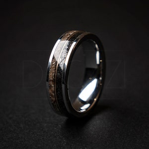 Meteorite T-rex Dinosaur Bone Engagement ring, Unique Ring, Handmade Jewelry, Meteorite ring, Mens ring, Dinosaur Bone Ring 6 mm | Decazi