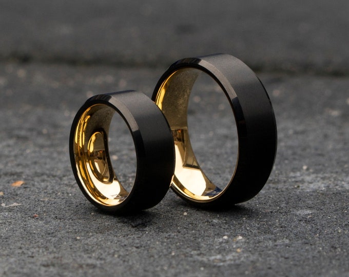 Tungsten wedding ring set. Wedding set. minimalistic wedding ring. simple wedding ring. gunmetal ring. ring set. engagement ring set.
