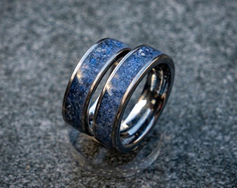 Blue sodalite ring set, wedding ring, promise band, spiritual gifts, engagement, wedding ring set, Real sodalite ring, Black friday, Decazi