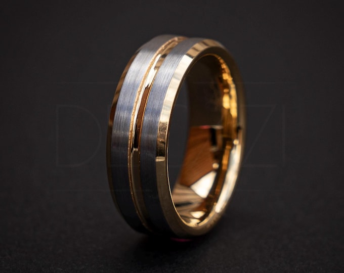 Gold tungsten ring, Cheap wedding ring, unique wedding band, cheap ring, couple ring, cheap jewelry, cool man, mens wedding