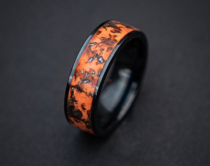 Velociraptor Dinosaur Bone Ring and Meteorite Ring, Unique Mens Ring, Muonionalusta/Gibeon meteorite, Handmade Jewelry, Unique ring | Decazi