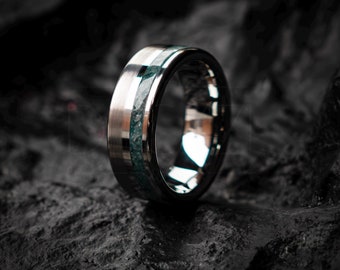 Genuine Aquamarine Blue Tungsten Ring, Aquamarine Engagement Ring, Gemstone Jewelry, Handmade Ring Jewelry, Mens Wedding Ring, Unique Ring