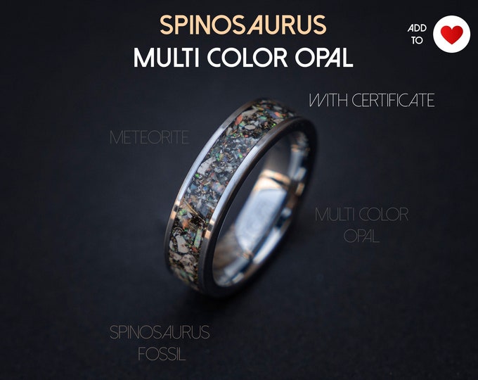 Spinosaurus dinosaur with multi color opal and meteorite dust | Decazi