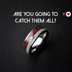 Ball Silver Tungsten Ring, Unique Ring, Japanese Anime Inspired, Fire Opal Ring, Handmade Jewelry, Wedding Ring, Cubic Zirconia Ring, Decazi