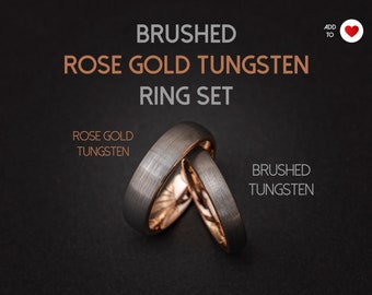 Tungsten wedding ring set, minimalistic wedding ring, gunmetal ring, engagement ring, simple wedding rings, wedding bands, ring set