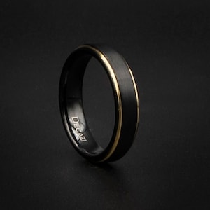 Black Tungsten Wedding Band, Black and Gold Wedding Band, Affordable Wedding Band, Unisex Wedding Ring, cheap ring