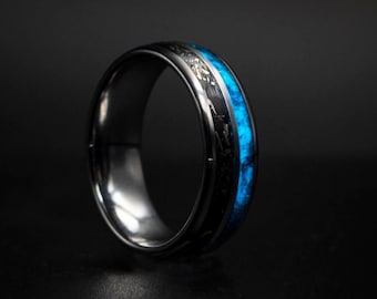 Meteorite Tungsten Ring, Meteorite Ring Men Black, Tungsten Meteorite Ring, Meteorite Wedding Band, Mens Wedding Band Meteorite Wedding Ring
