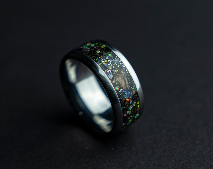 tungsten Ring set, Dinosaur bone, mens ring, T rex, tyrannosaurus, lapis lazuli, meteorite ring men, mens wedding band, unique mens ring