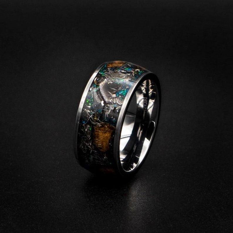 Dinosaur bone ring with Genuine tyrannosaurus and meteorite shavings. image 5