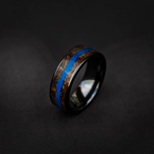 Velociraptor ring with blue opal glow in the dark, engagement ring, mens ring, handmade wedding band, mens wedding band
