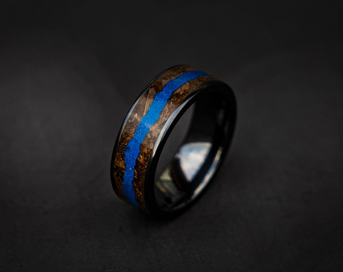 Velociraptor ring with blue opal glow in the dark, engagement ring, mens ring, handmade wedding band, mens wedding band