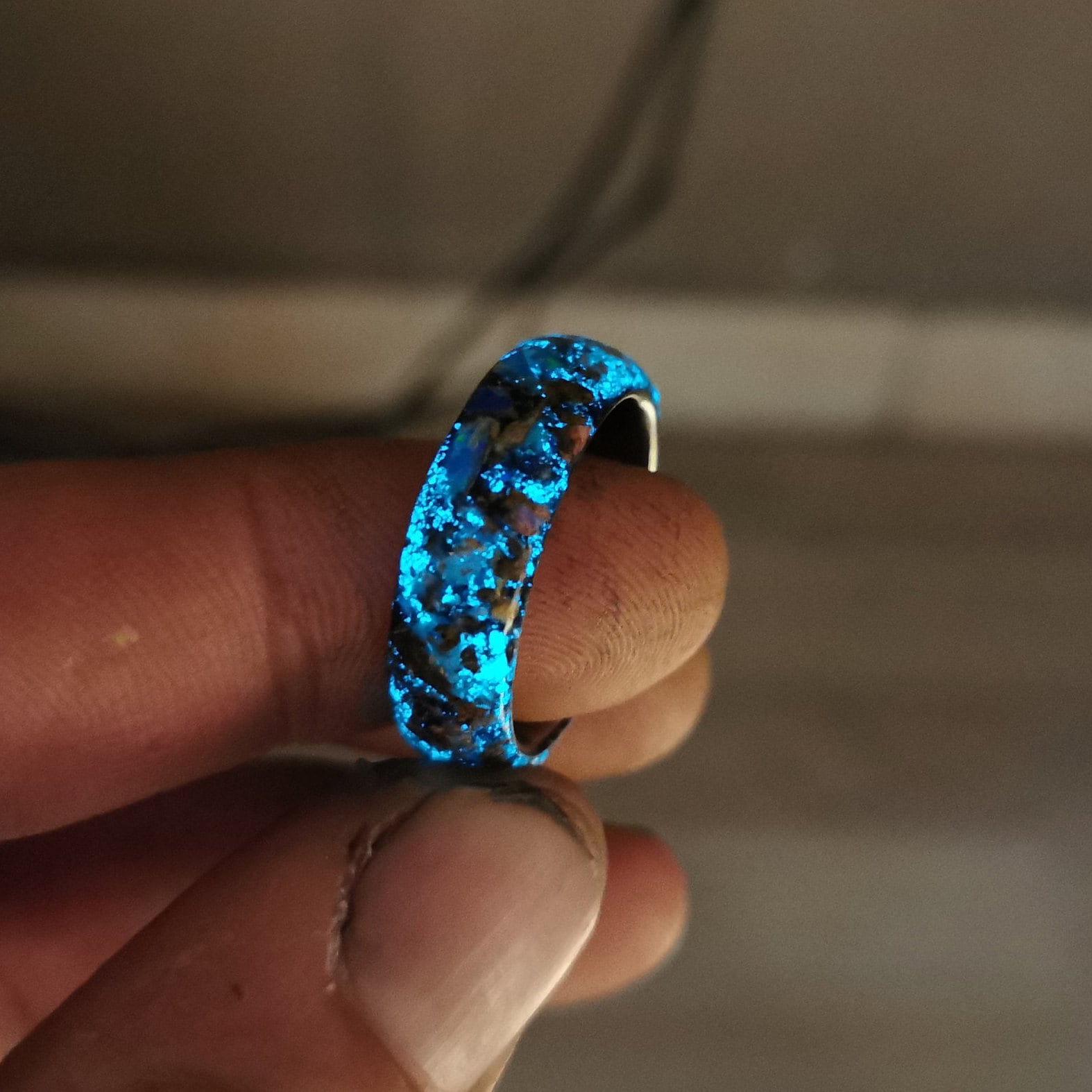 glow in the dark ring, australian opal ring, mens ring ...