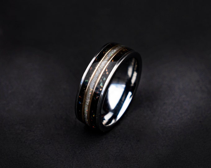 Handmade wedding band with moonstone, moonstone engagement ring, moonstone ring, mens wedding band, mens ring,  | Decazi