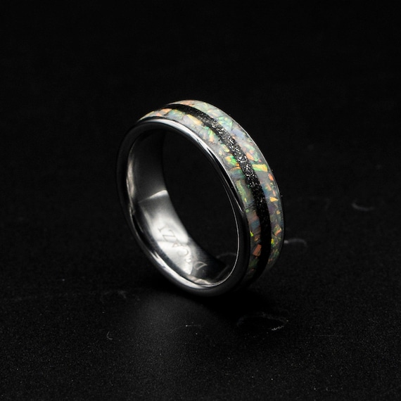 White Opal Ring, Glow in the Dark, Galaxy Opal Ring, Opal