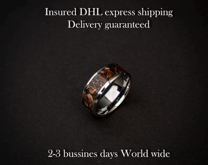 T-rex Dinosaur bone meteorite engagement ring, meteorite ring, mens ring, meteorite ring, dinosaur ring, unique ring, handmade jewelry