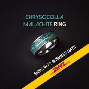 malachite ring, chrysocolla ring, raw gemstone ring, custom gemstone ring, healing jewelry, Healing crystal ring, chrysocolla jewelry,