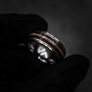 Spinosaurus/Megalodon Dinosaur bone ring, handmade jewelry, meteorite, tungsten wedding band, mens wedding band, unique ring Decazi image 6