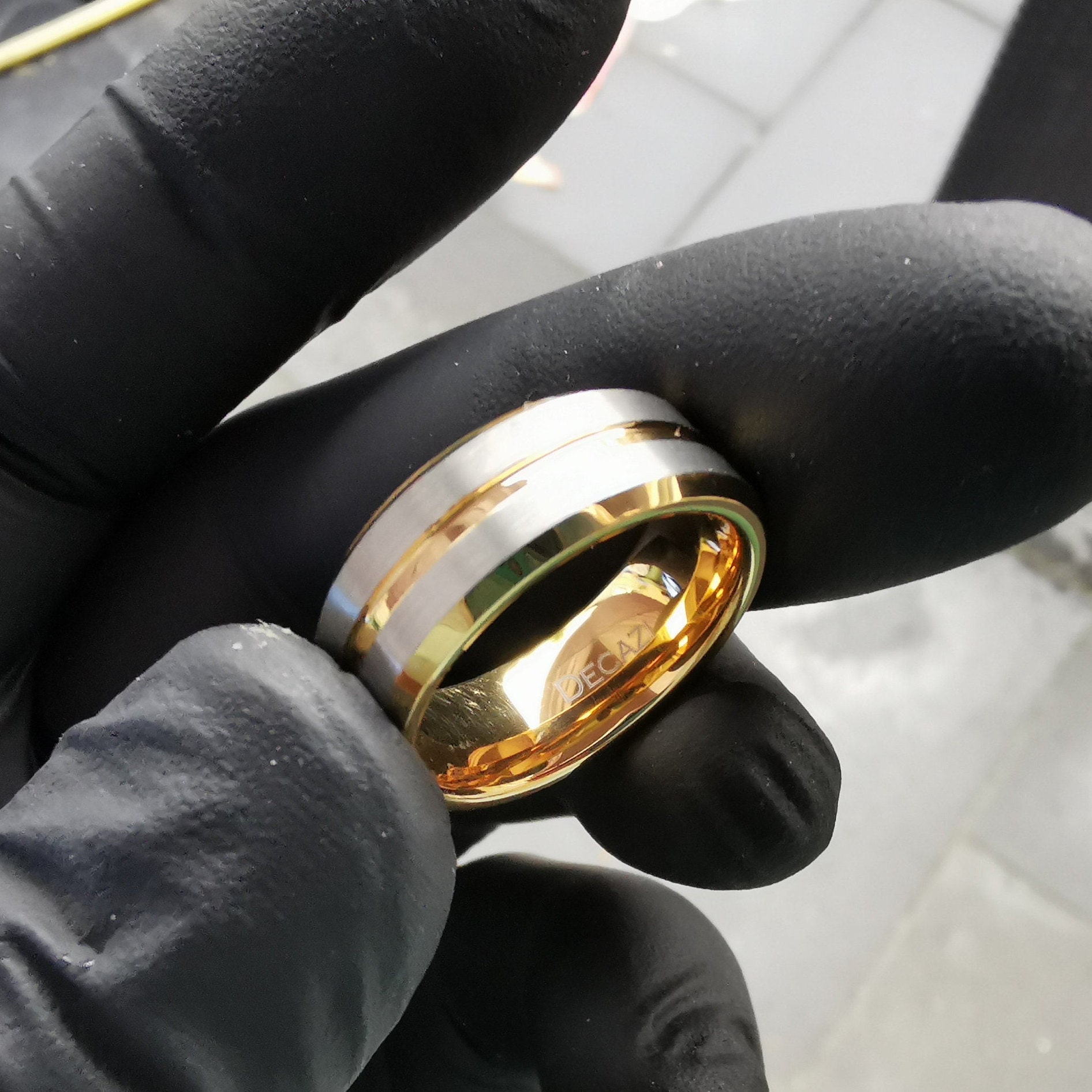 Gold tungsten ring, Cheap wedding ring, unique wedding band, cheap ring, couple ring, cheap