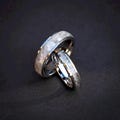 Rainbow Moonstone Tungsten Ring Set – Matching His & Hers Wedding Bands 4mm + 6mm – Silver Tungsten Couple Rings – Engravable – Comfort Fit product logo