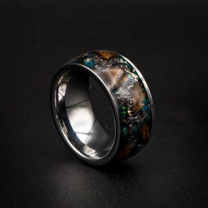 Dinosaur bone ring with Genuine tyrannosaurus and meteorite shavings. image 3