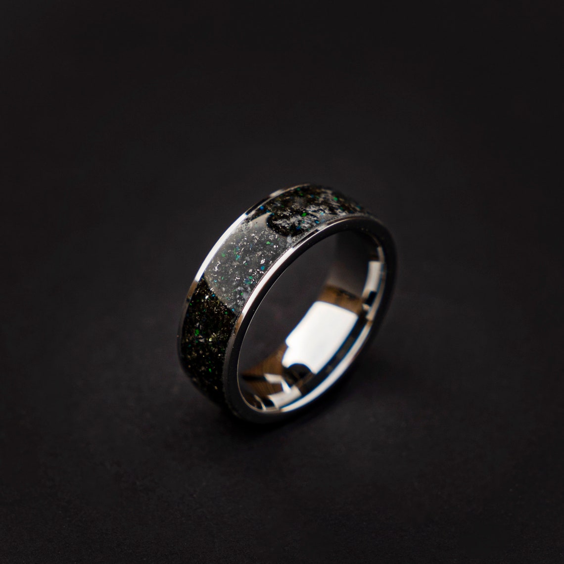 Genuine Moldavite Gemstone Ring Men's Moldavite Jewelry image 1