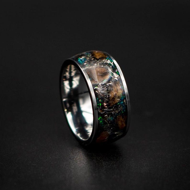 Dinosaur bone ring with Genuine tyrannosaurus and meteorite shavings. image 4