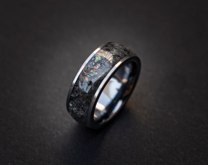 Lunar Moon meteorite mens ring, Lunar jewelry, Mens meteorite ring, mens wedding band, James webb, Mens wedding band, meteorite ring,