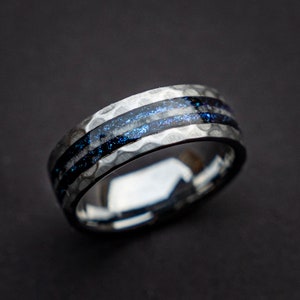 Galaxy opal, Faceted tungsten ring, rainbow moonstone ring, Moonstone Tungsten Ring, Rainbow moonstone, moonstone, Men's Wedding Band.