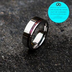 Tungsten ring for men. mens opal ring. Galaxy opal. male wedding ring. crushed opal ring. mens wedding ring. chameleon flakes.