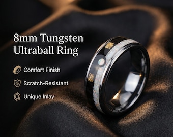 Ultra Ball Silver Tungsten Ring, Japanese Anime Inspired, Unique Ring, Handmade Jewelry, Wedding Ring, Cubic Zirconia Ring, Decazi