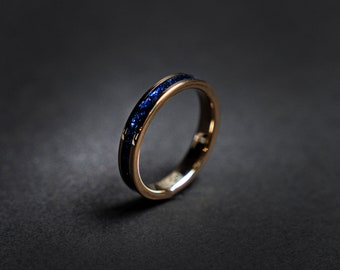 Tungstène 4mm Rose Gold Ring Blue Sapphire opal Wedding Band, Bague femme, Alliance femme | Decazi