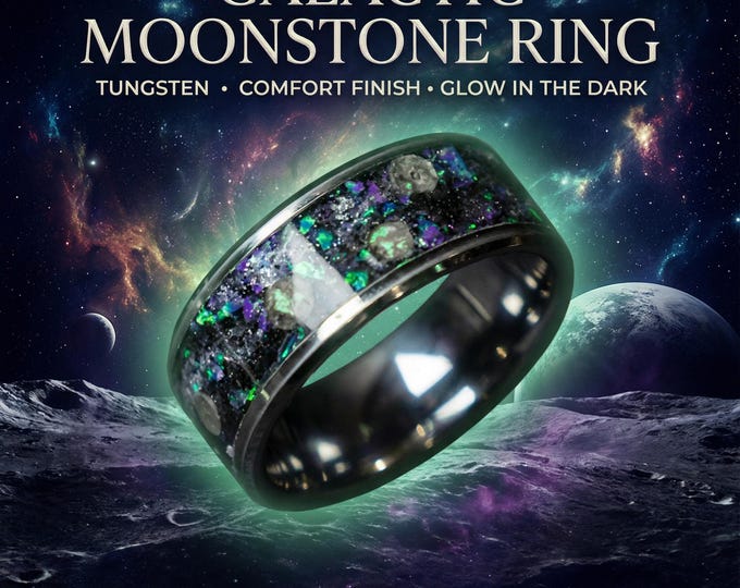 Galaxy Moon meteorite, Lunar jewelry, Meteorite mens ring, Mens wedding band, Mens meteorite ring, meteorite ring, mens wedding band.