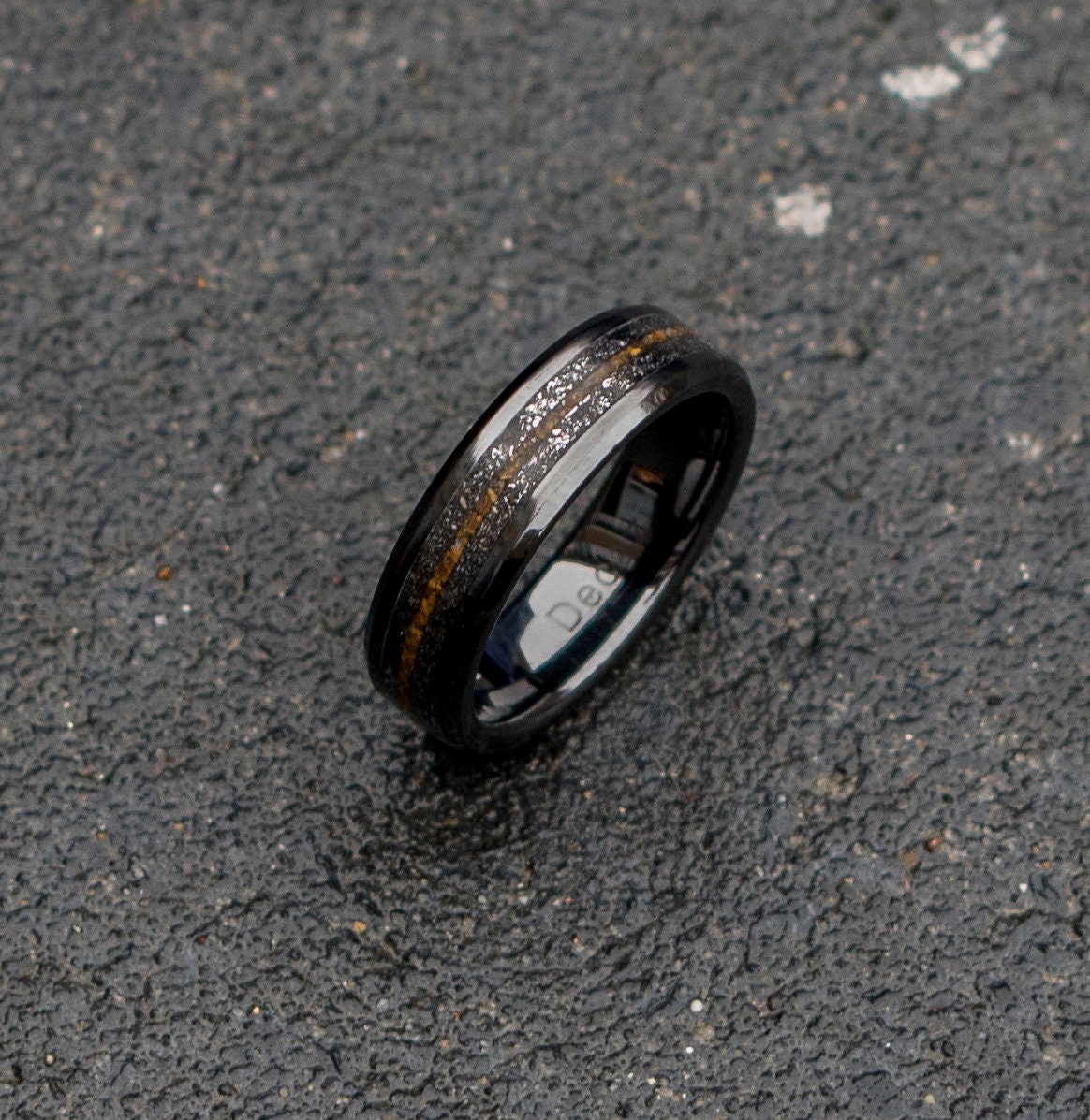 Mens wedding ring, meteorite ring, meteorite ring men
