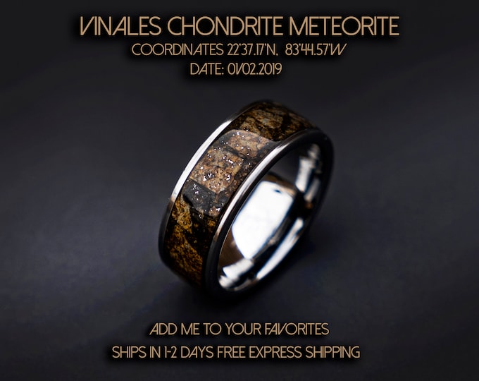 Space ring, Rare Chondrite meteorite ring, Men's Meteorite Wedding Band, Tungsten Anniversary Ring, Men's Durable Wedding Ring.