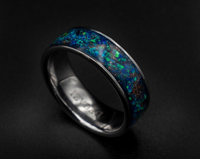 opal ring men, handmade rings, custom ring, unique rings for men, Mans wedding band, opal ring men, mens opal wedding band, tungsten.