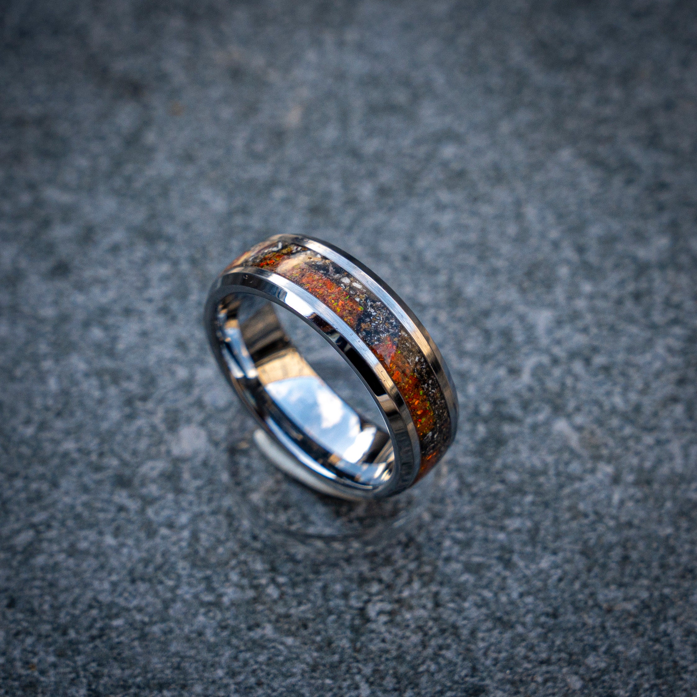 His & Hers Rings With Meteorite & Dinosaur Bone | Jewelry by Johan - Jewelry  by Johan