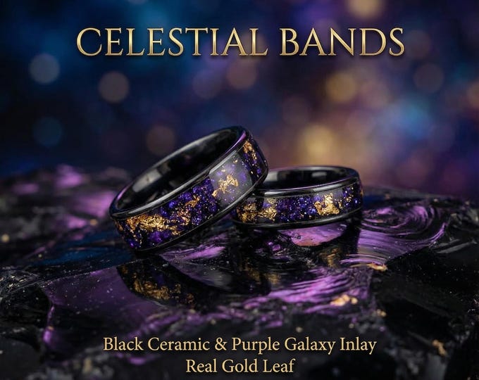 Black Starry Night Wedding Band, Orion Nebula Ring, Women Men Ring, Unique Purple Luxury Wedding Ring, Galaxy Ring, Handmade Jewelry Ring