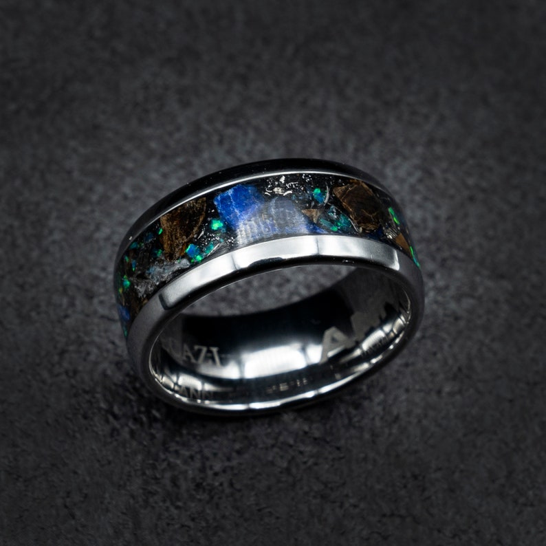 Mens Dinosaur Bone Band Ring T Rex Fossil Jewelry Etsy