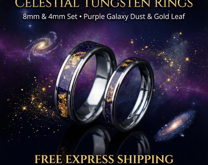 Free 4mm ring, Tungsten Starry Night Wedding Band, Orion Nebula Ring, Women Men Ring, Luxury Wedding Ring, Galaxy Ring, Handmade Jewelry