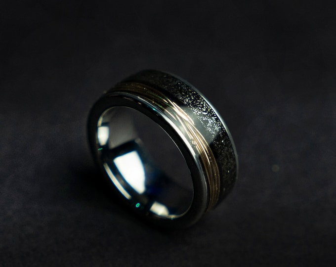 mens ring, meteorite ring, Man ring, mens wedding band, Gold tungsten ring, tungsten ring men, Lunar jewelry, Unique mens ring, Gift for him